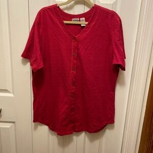 Basic Editions Pink Button-Up Shirt